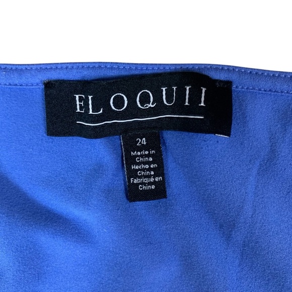 Eloquii Blue Ruched Bodycon Tank Midi Dress Curve Plus Size 24 Stretch - Picture 5 of 6